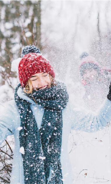Person playing in snow