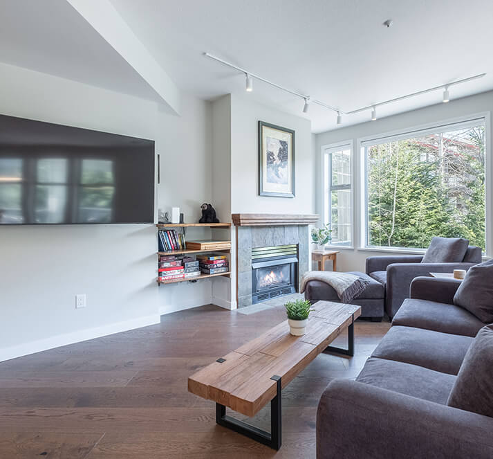 Luxury living room with fireplace