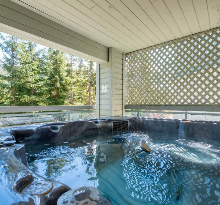 Outdoor hot tub on a balcony