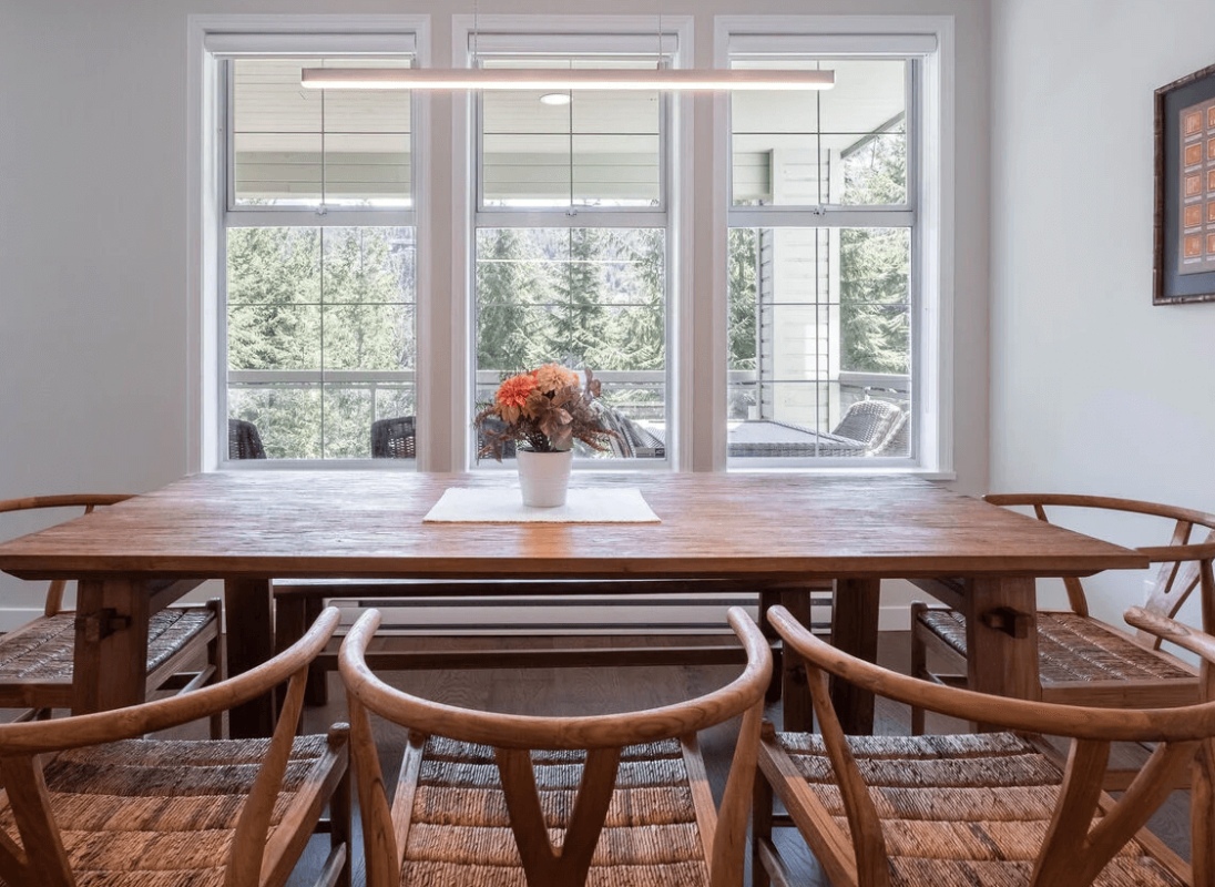 Bright dining area with view
